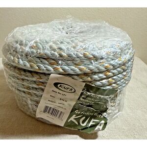 KUFA Sports 5/16 in 100 ft Braided Anchor Rope Gray Gold Fishing Boating
